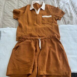 Dandy Delmar Cannes Waffle Knit Burnt Sienna Set